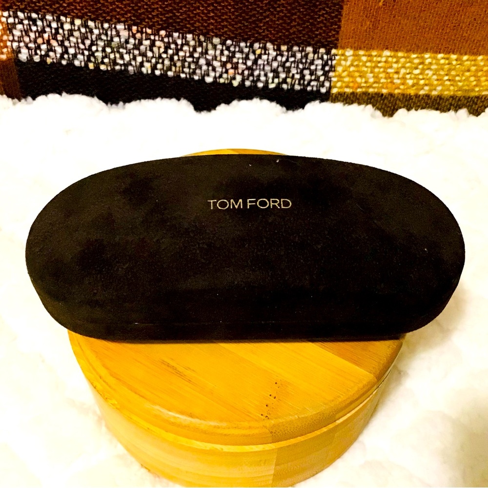Tom Ford Unisex BROWN Velvet Clamshell Eyeglass Case
